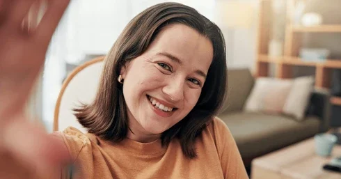 portrait selfie woman smile home 260nw 2603757111